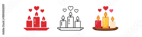 romantic holidays candle trio hearts warm dinner table