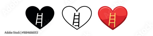 emotional resilience heart with small ladder inside climbing from bottom to center
