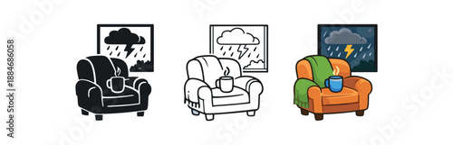 emotional resilience cozy armchair blanket cup outside through window contrast