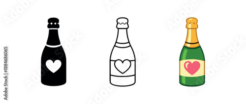 romantic holidays champagne bottle heart label celebration