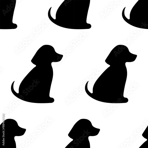 Vector of seamless black silhouette of a dog