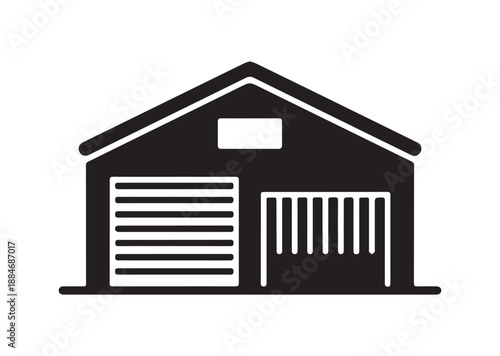 Warehouse Icon, Editable Solid Vector Illustration
