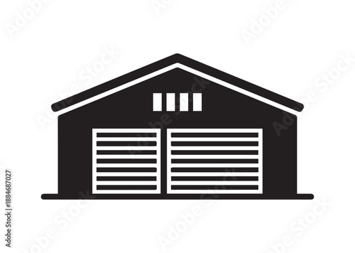 Warehouse Icon, Editable Solid Vector Illustration