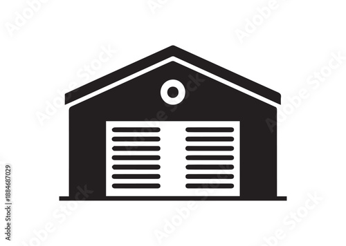Warehouse Icon, Editable Solid Vector Illustration