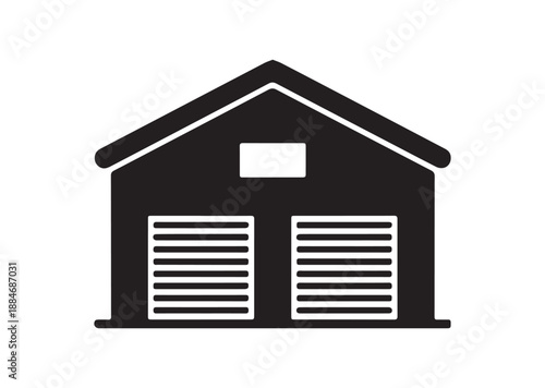 Warehouse Icon, Editable Solid Vector Illustration
