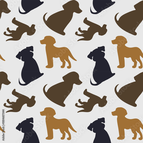 Vector of seamless brown silhouettes of dogs