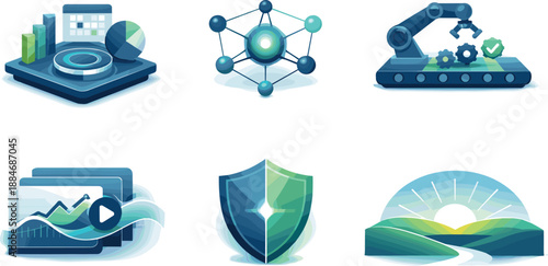 Q2 Preparation Ecosystem. End-to-end Q2 preparation ecosystem illustration showcasing alignment and momentum, six symbolic objects