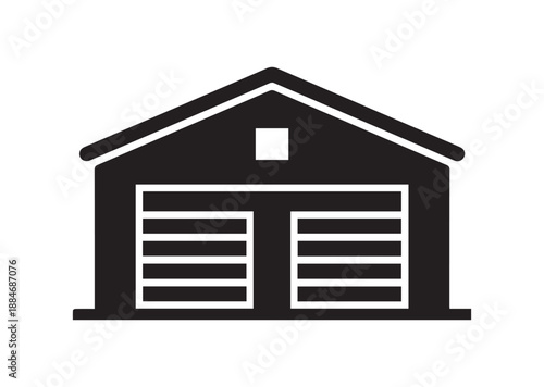 Warehouse Icon, Editable Solid Vector Illustration