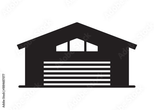 Warehouse Icon, Editable Solid Vector Illustration
