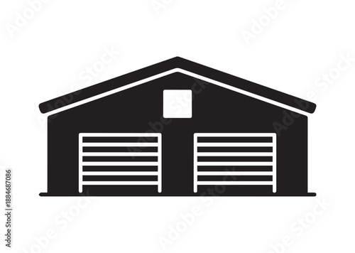 Warehouse Icon, Editable Solid Vector Illustration