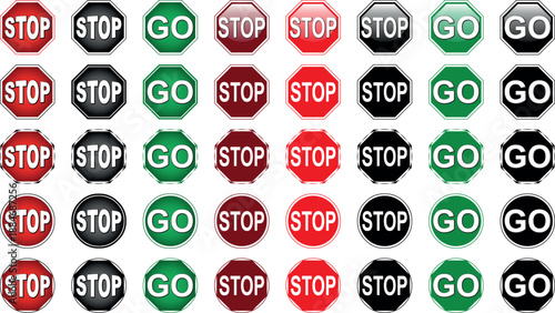 Vector illustration of Stop and Go sign sign isolated on pure white. EPS file available