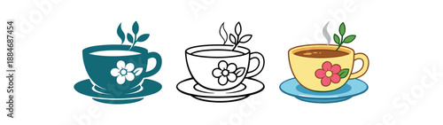 spring easter holidays tea cup with flower spring brunch