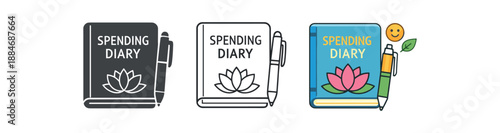 mindful money notebook pen titled spending diary tracking calm