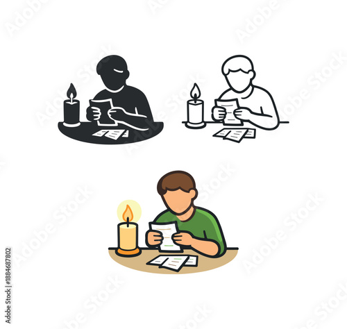 mindful money person reviewing receipts candle slow mindful review