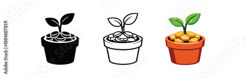 mindful money plant pot filled with coins symbol organic growth