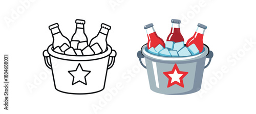 summer independence holidays ice bucket with soda bottles