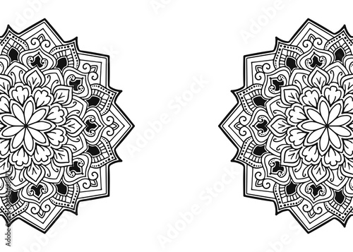 black and white mandala designs on white background transparent background