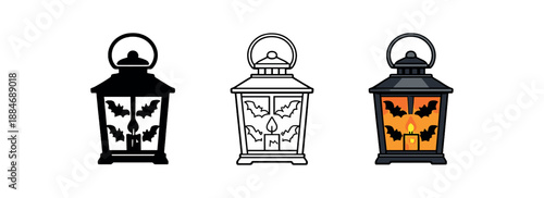 autumn halloween holidays lantern with cutout bat pattern