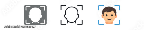 digital identity face outline with tiny frame corners soft face id scan