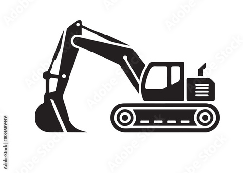 Heavy Machinery Icon, Editable Solid Vector Illustration
