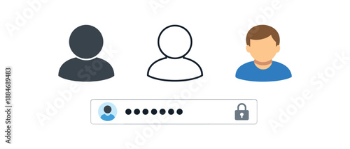 digital identity password field dots and small user icon login credential bar