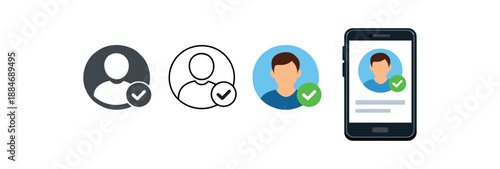 digital identity smartphone showing avatar circle and check mark verified profile