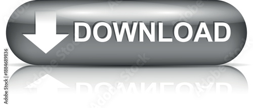 download button for internet website use. Blue Download icon on isolated white background with shadow.