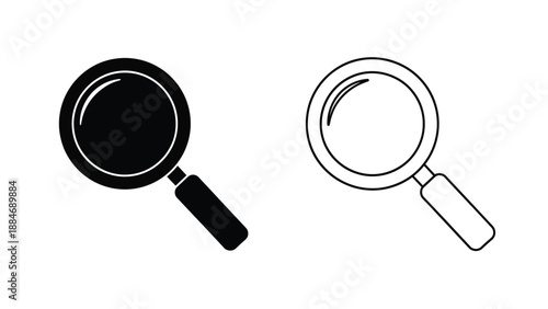 Two magnifying glasses one dark and one light displayed on a white background