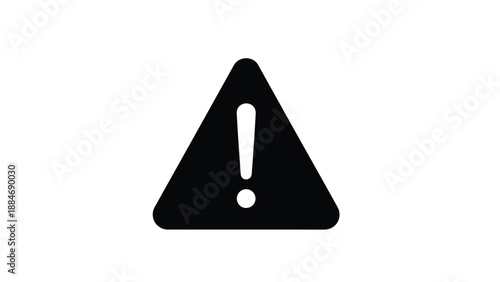 A black triangular warning sign with an exclamation point inside