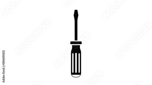 Simple black and white illustration of a standard flathead screwdriver