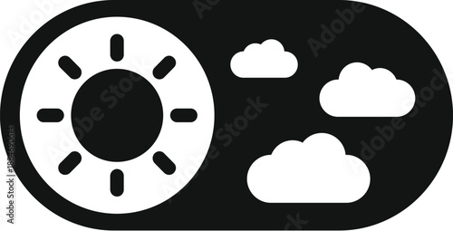 Toggle switch icon changing between sunny weather and cloudy conditions