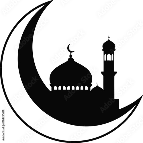 Ramadan Holy Night Mosque Silhouette Illustration