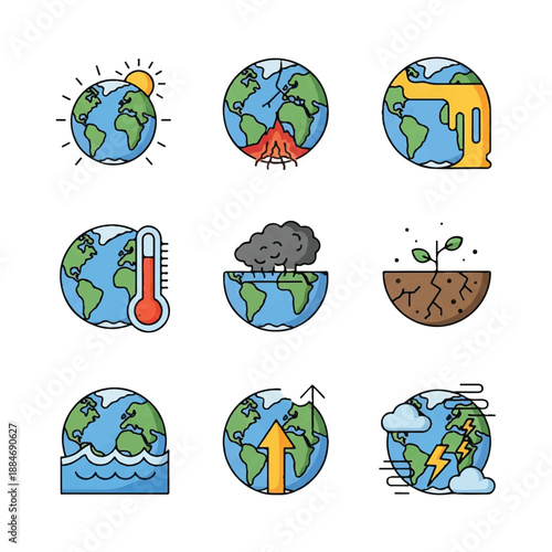 Earth faces various environmental issues including rising temperatures and natural disasters, highlighting the urgent need for climate action and sustainable solutions.
