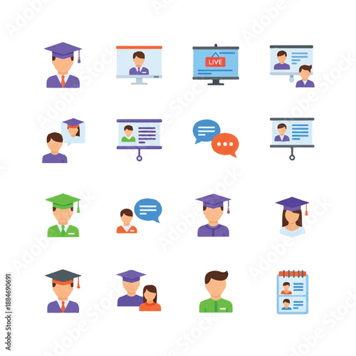 Students attending online classes and lectures from home using computers and devices for education, modern learning and technology.