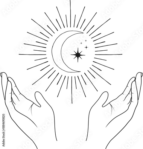 Magic tarot mystic stars illustration