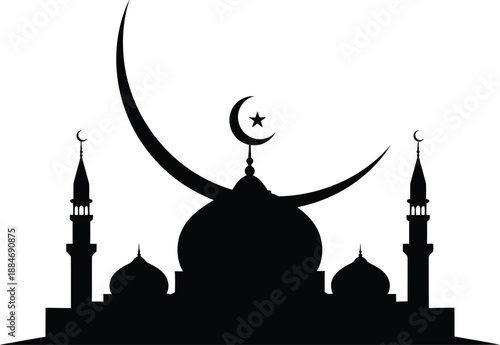 Holy Month Ramadan Mosque Silhouette Illustration
