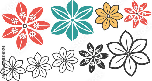 Floral Ornament Collection: An elegant collection of meticulously designed floral ornaments. Each element embodies a unique blend of artistry and aesthetic charm.