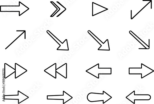 Image Generation. Line style icons of Direction markers: arrow marker, chevron marker, caret marker, angle marker; diagonal up,