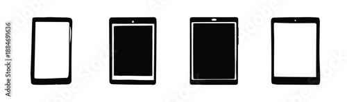 Four mobile devices in a row Vector, illustration