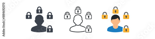 digital identity avatar silhouette surrounded by small padlocks privacy centric user