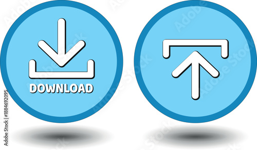 download button for internet website use. Download icon on isolated white background with shadow.