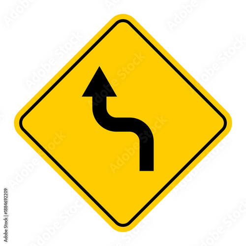 Reverse Curve Traffic Warning Road Sign Illustration Symbol