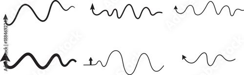 Wavy line patterns isolated on transparent background