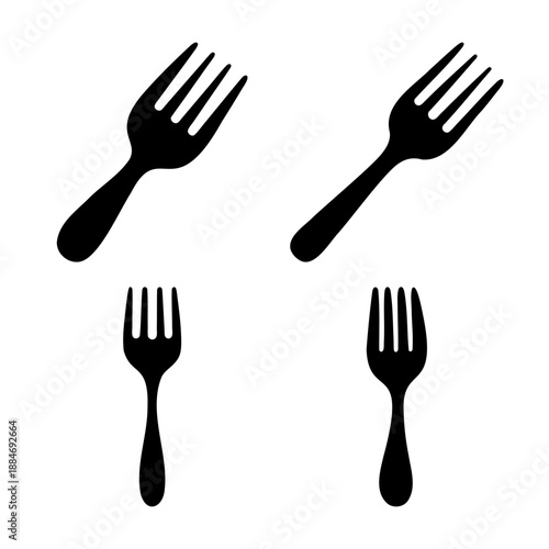 Four black forks Vector, illustration