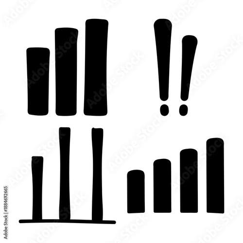 Collection of graphical bars and exclamation marks Vector, illustration