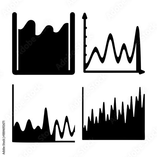 Graphical representations of data trends Vector, illustration