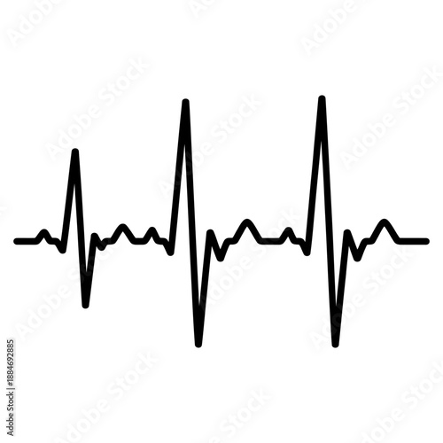 Heartbeat line silhouette showing electrocardiogram rhythm for medical health and cardiology clinic diagnostic concepts isolated on white background for healthcare professional use