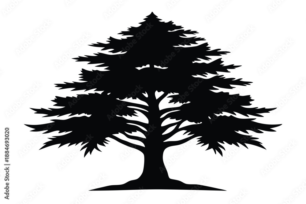 Fototapeta premium cedar silhouette line art vector illustration with a white background