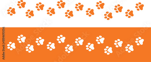 Paw Prints. Cute pets and Dogs pets paw print isolated on white background. Animal paw prints.