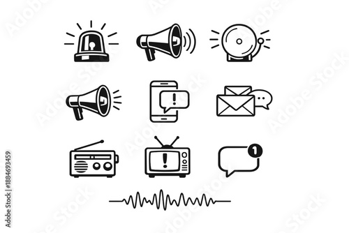 Emergency Alert and Public Notification Icons Set